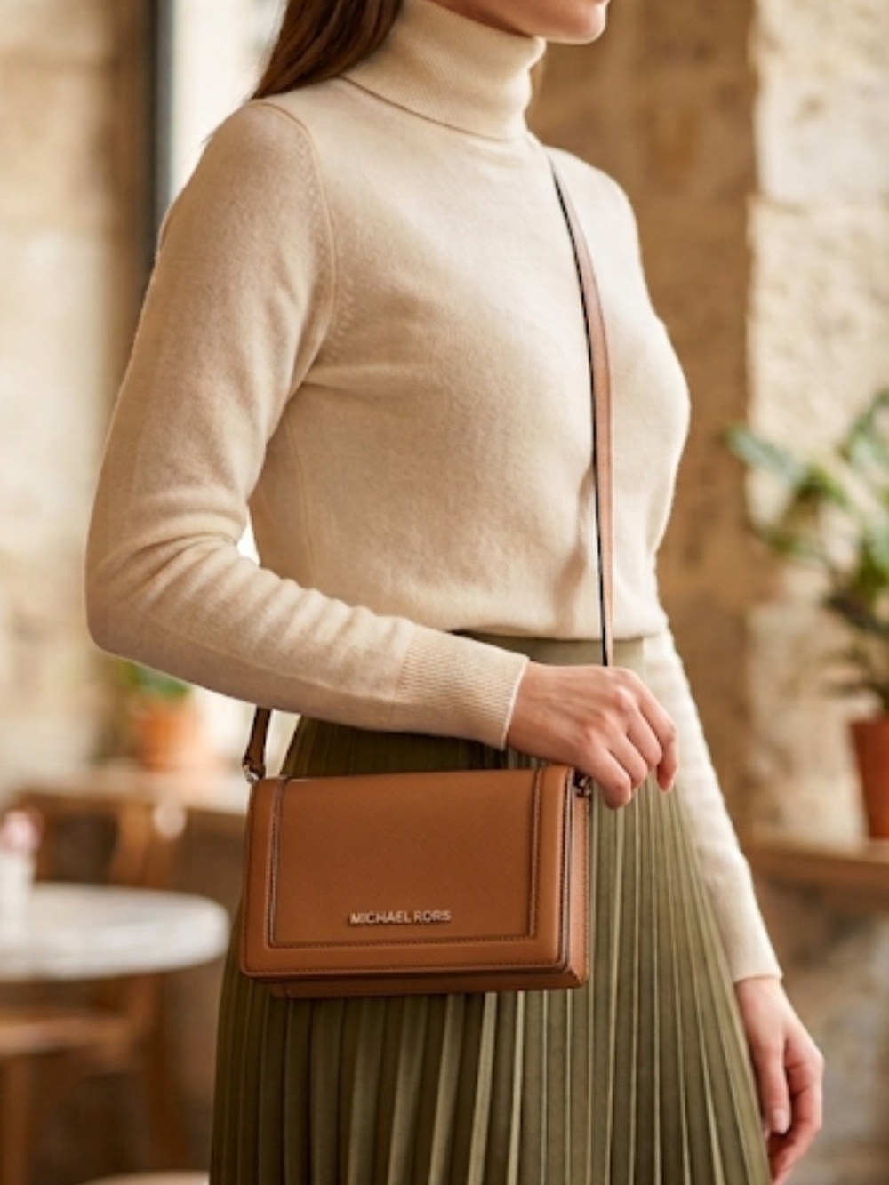 NWT Michael Kors Tan Leather crossbody  purse